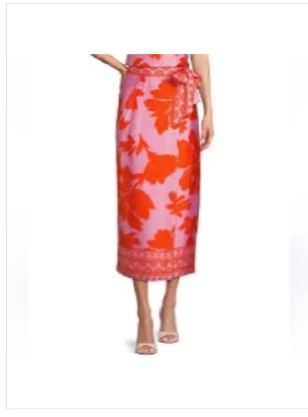 Antonio Melani Clio Floral Printed Satin Coordinating Wrap Midi Skirt SZ 10